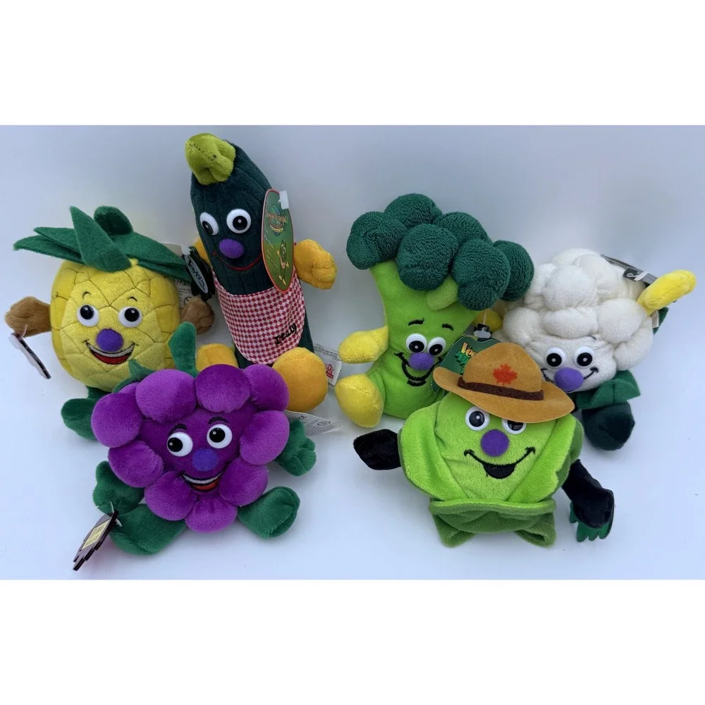 6 Vtg 1997-98 Veggie Friends Fruit Seedies Plush Bean Bags Ltd Edn NOS w Tags‎